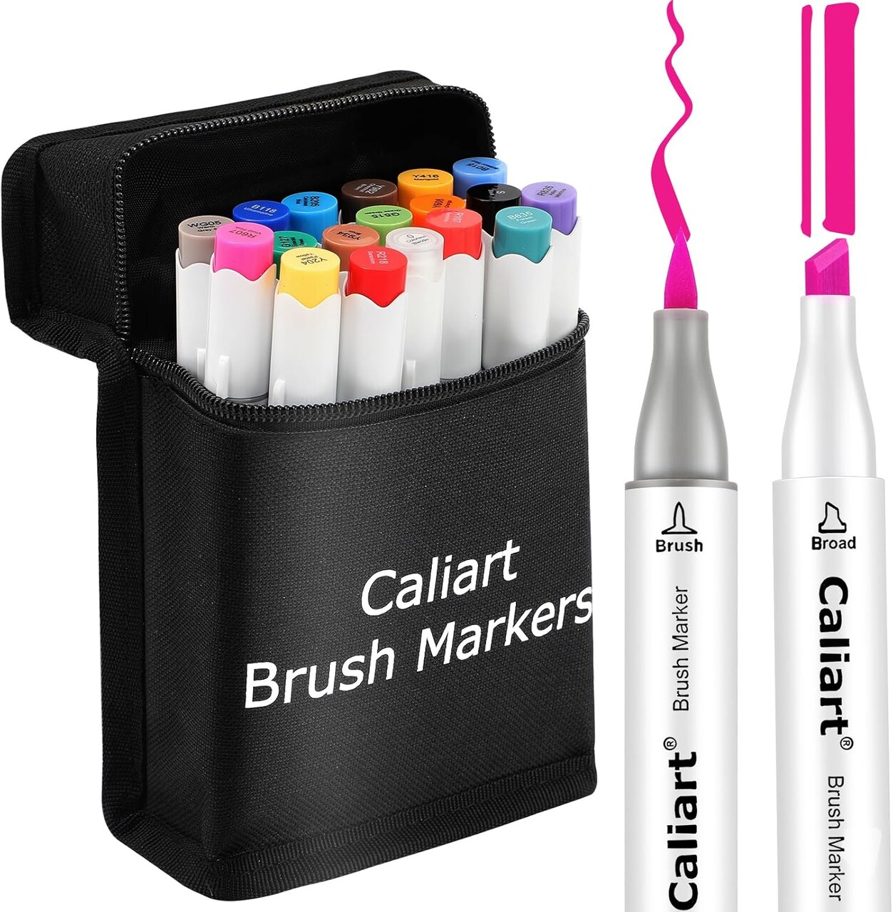 18-Color Dual-Tip Alcohol Marker Set – Brush & Chisel Tips for Adult Coloring, Sketching & Illustration